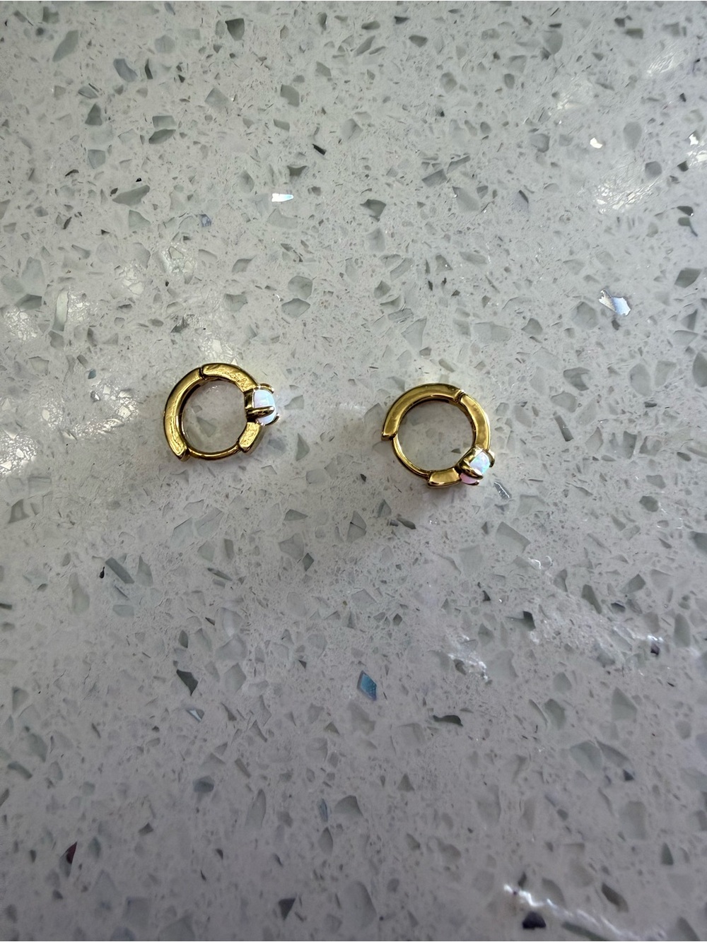 Electric Picks- Mystic Hoops Huggie Earrings with Opal Accent